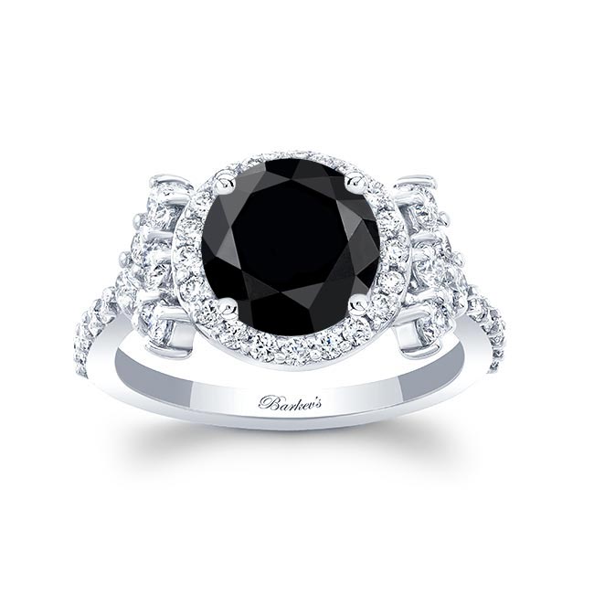 Platinum 2 Carat Black And White Diamond Cluster Ring