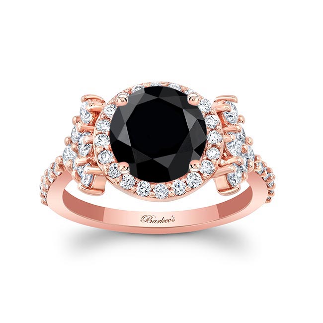 Rose Gold 2 Carat Black And White Diamond Cluster Ring