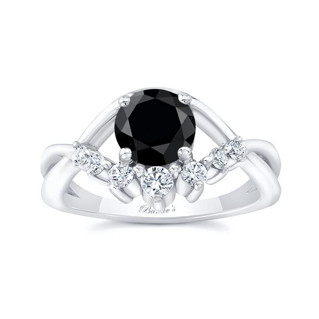 White Gold Black And White Diamond Unique Engagement Ring