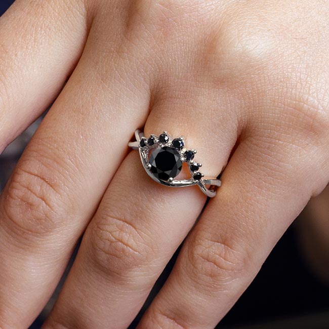 Platinum Black Diamond Unique Engagement Ring Image 4