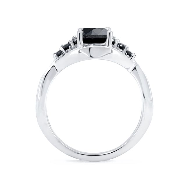 White Gold Black Diamond Unique Engagement Ring Image 2