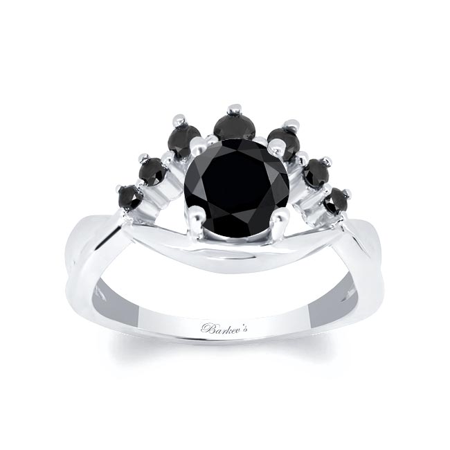 White Gold Black Diamond Unique Engagement Ring
