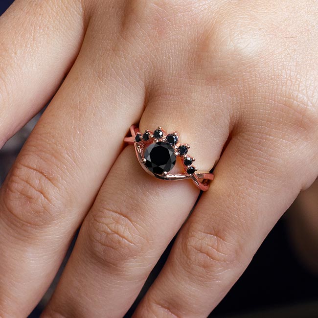 Rose Gold Black Diamond Unique Engagement Ring Image 4