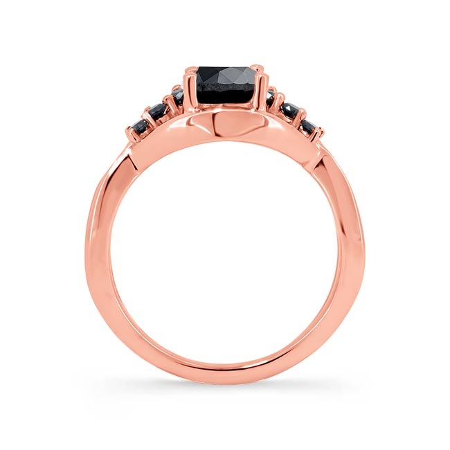 Rose Gold Black Diamond Unique Engagement Ring Image 2