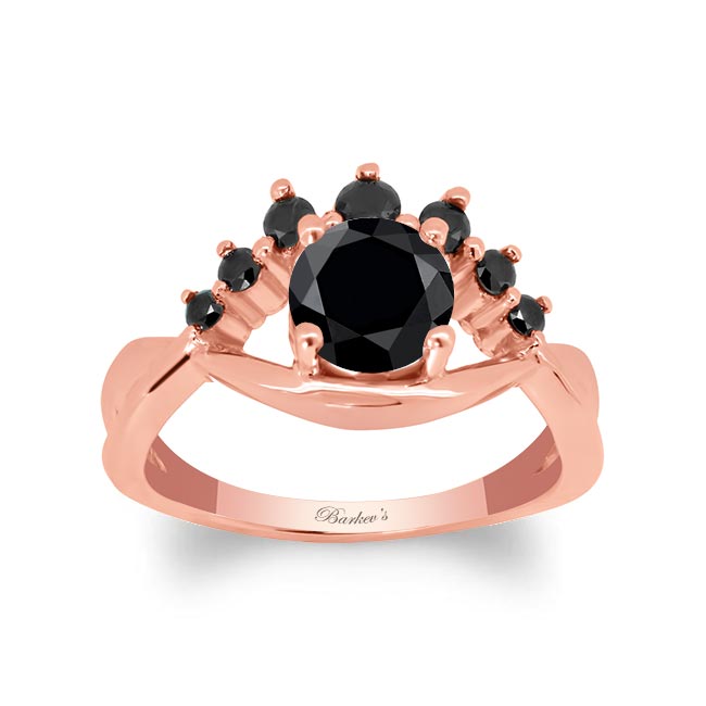 Rose Gold Black Diamond Unique Engagement Ring
