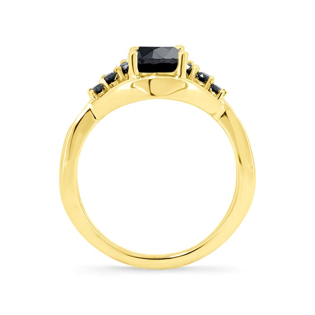 Yellow Gold Black Diamond Unique Engagement Ring Image 2