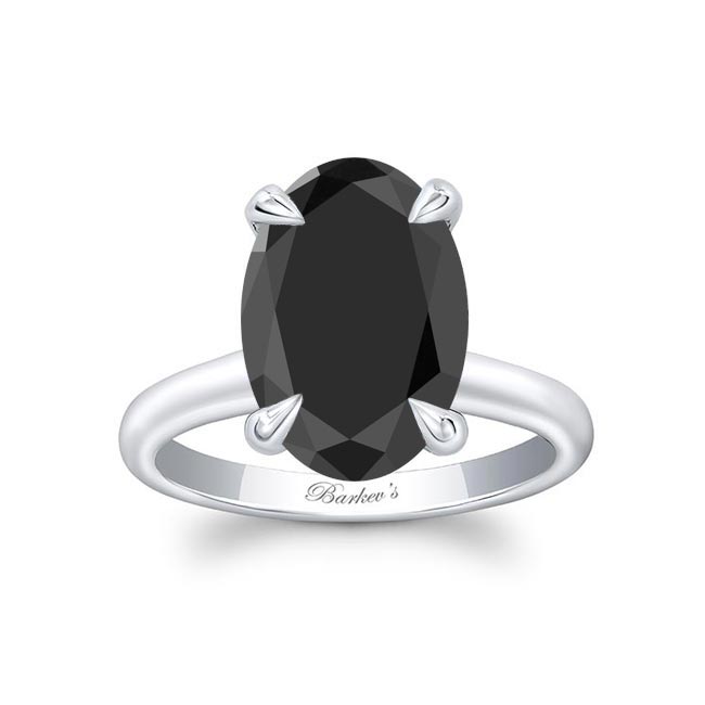 White Gold 4 Carat Oval Black Diamond Solitaire Ring