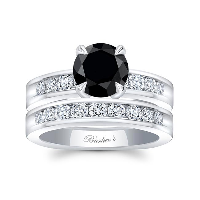 1 Carat Black And White Diamond Wedding Ring Set
