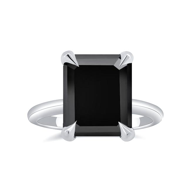 Platinum 5 Carat Emerald Cut Black Diamond Ring