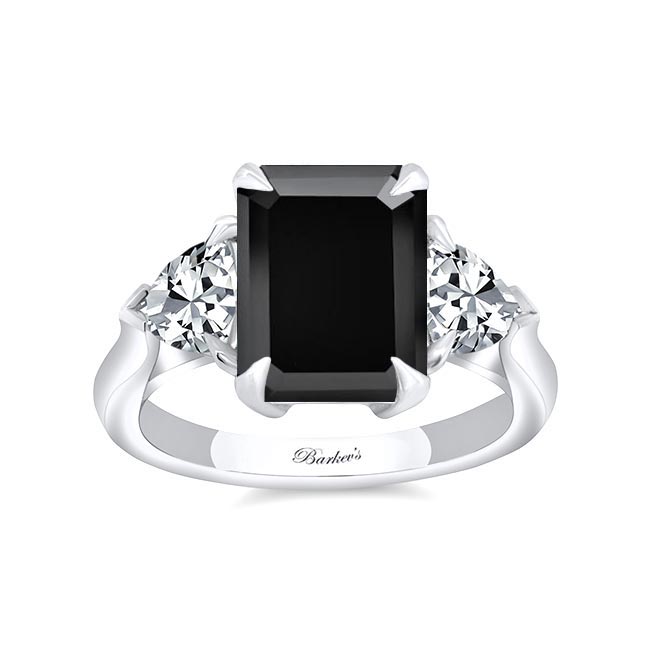 3.5 Carat Emerald Cut Black Diamond Ring