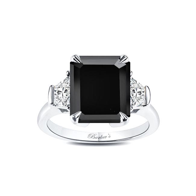 White Gold Emerald Cut 5 Carat Black Diamond Ring