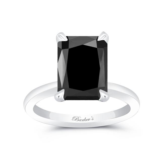 White Gold 5 Carat Radiant Cut Black Diamond Solitaire Ring