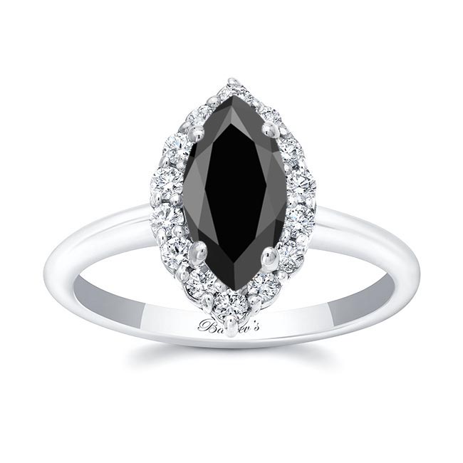 White Gold Marquise Cut Black And White Diamond Ring