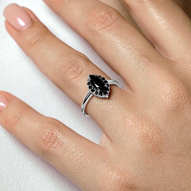 Marquise Cut Black Diamond Ring Image 3