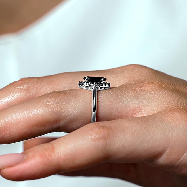 Platinum Marquise Cut Black Diamond Ring Image 4