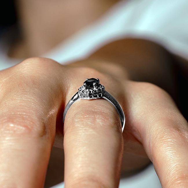 Platinum Marquise Cut Black Diamond Ring Image 5