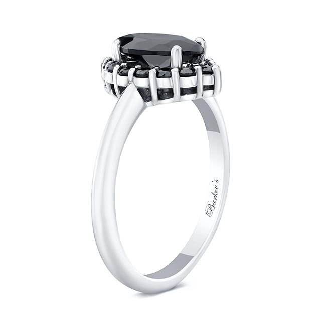 Platinum Marquise Cut Black Diamond Ring Image 2