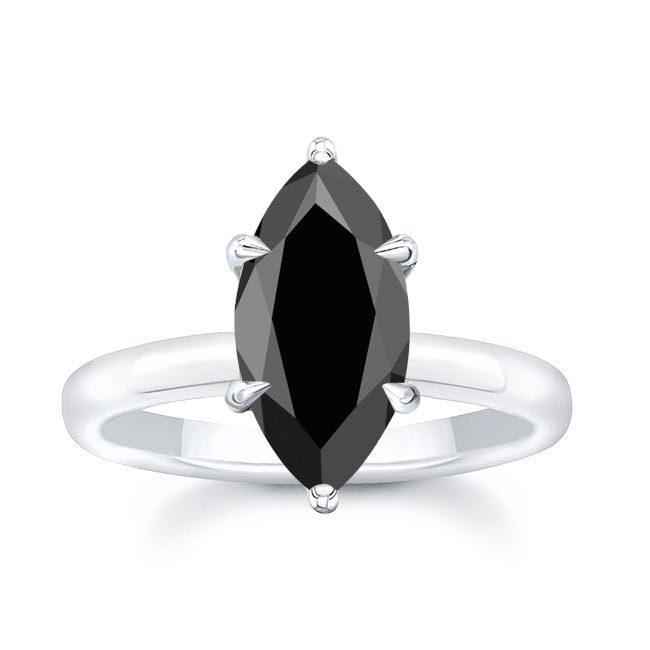 Marquise Black Diamond Solitaire Engagement Ring