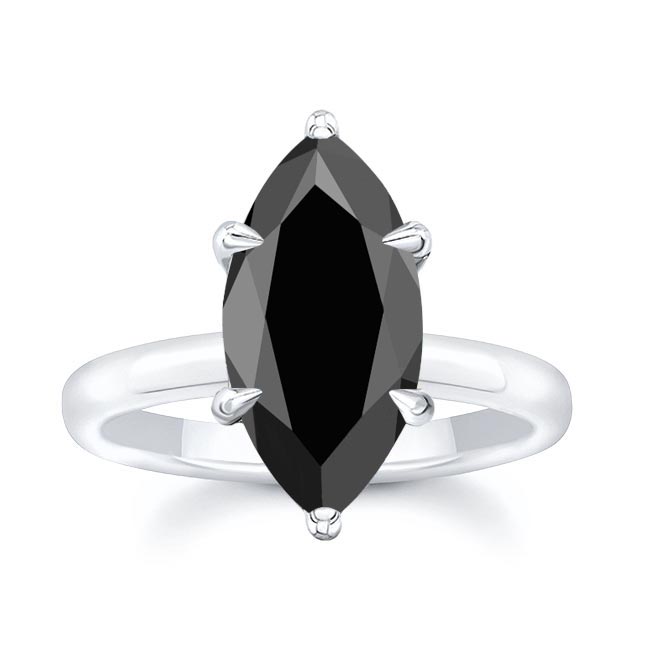 3 Carat Marquise Black Diamond Solitaire Engagement Ring