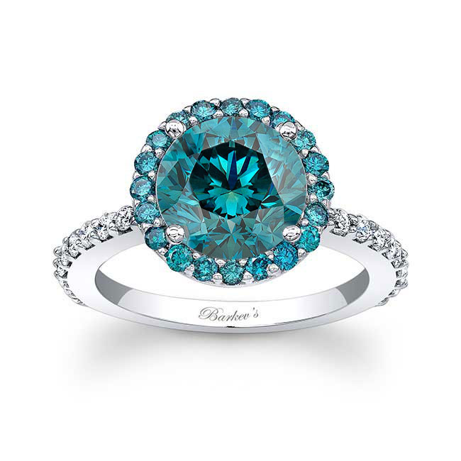 2 Carat Halo Blue Diamond Engagement Ring Image 1
