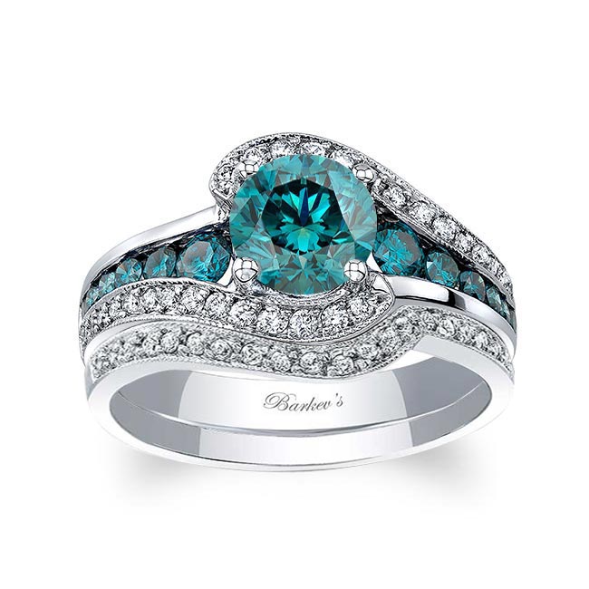 Unique Blue Diamond Bridal Set