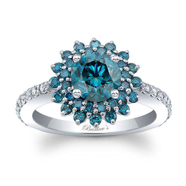 Blue Diamond Sunflower Ring