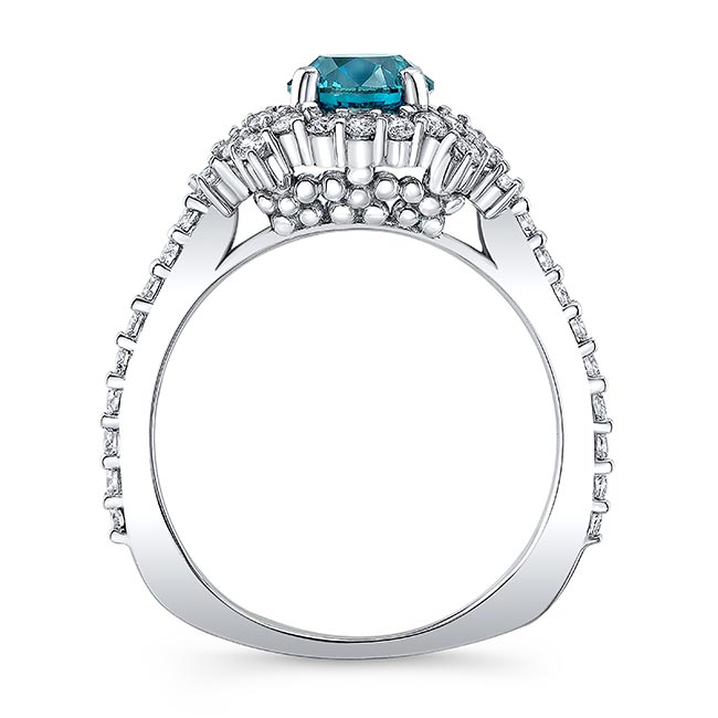Platinum Blue Diamond Cluster Ring Image 2