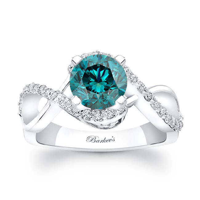 Blue Diamond Infinity Twist Engagement Ring