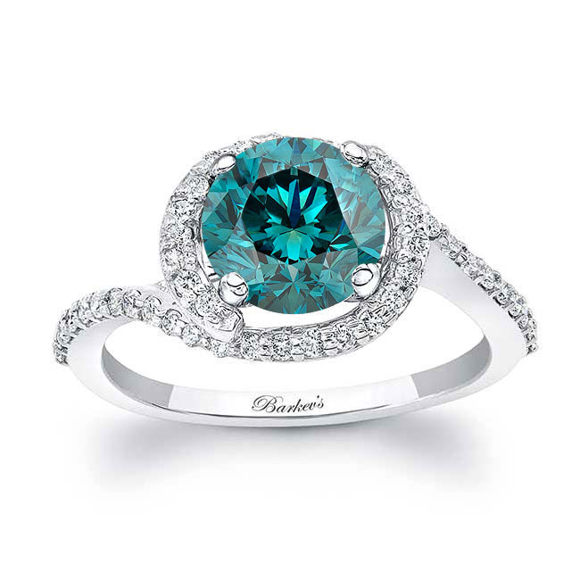  Blue And White Diamond Half Halo Engagement Ring Image 1