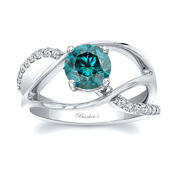  Open Shank Blue And White Diamond Ring Image 1