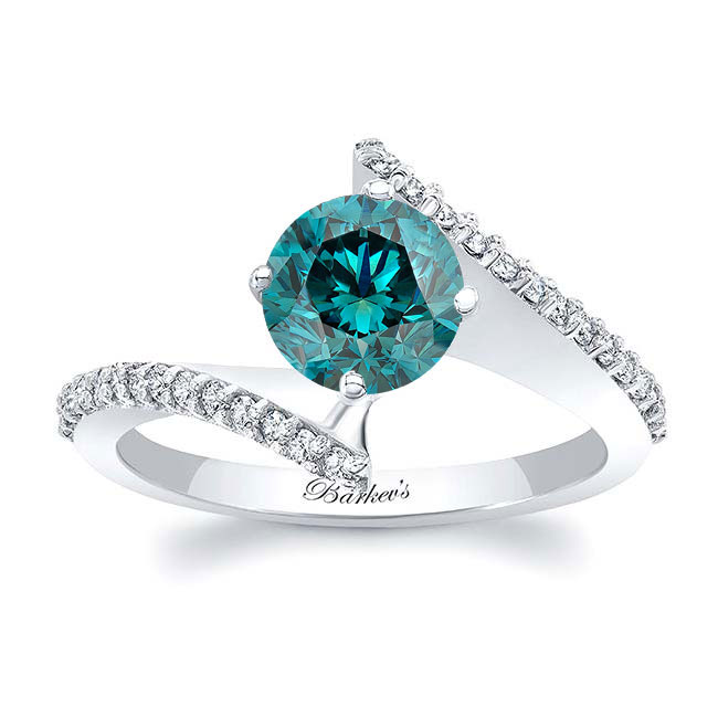 Modern Bypass Blue Diamond Engagement Ring