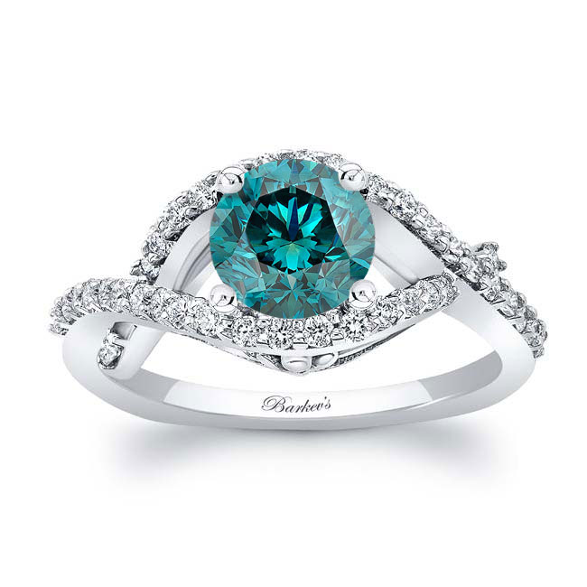  Criss Cross Blue And White Diamond Ring Image 1