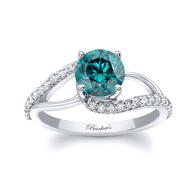  Split Shank Blue And White Diamond Engagement Ring Image 1