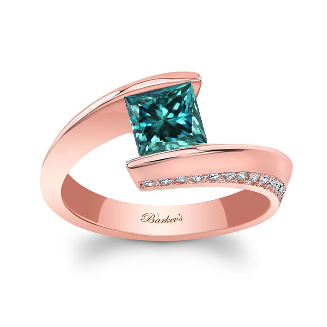 Rose Gold Blue And White Diamond Bypass Ring