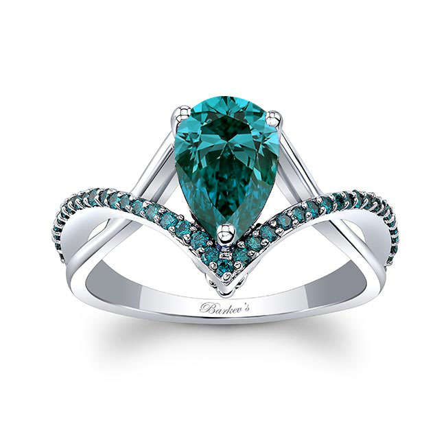 Unique Pear Shaped Blue Diamond Ring