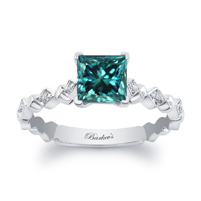 Art Deco Princess Blue Diamond Ring Image 1