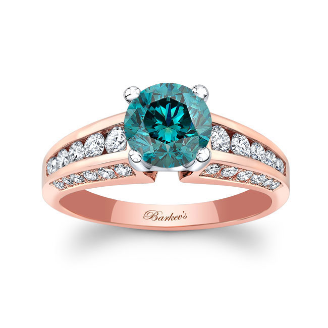Rose Gold Blue And White Diamond Channel Set Ring