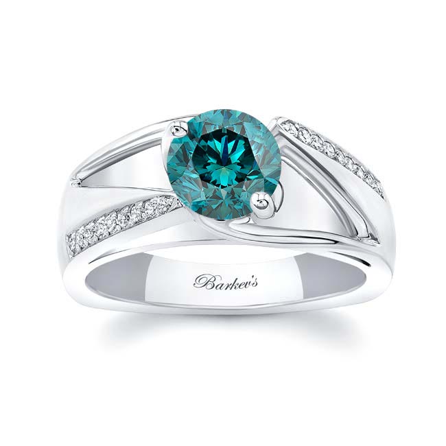  Pave Blue And White Diamond Ring Image 1