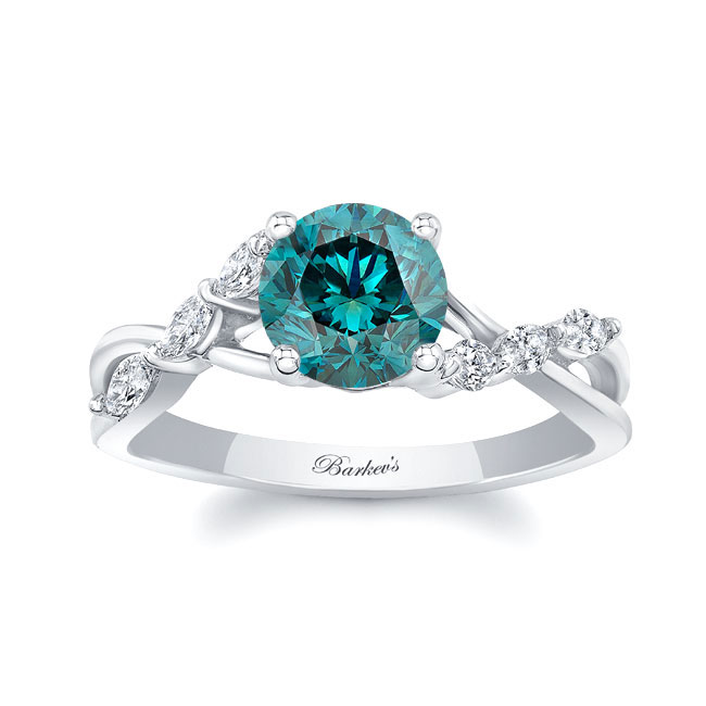  Marquise Blue And White Diamond Engagement Ring Image 1