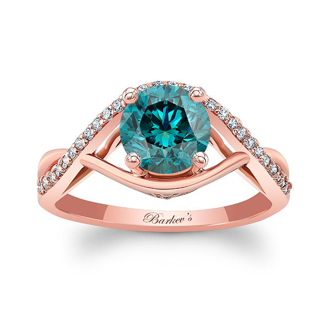 Rose Gold Blue And White Diamond Criss Cross Ring