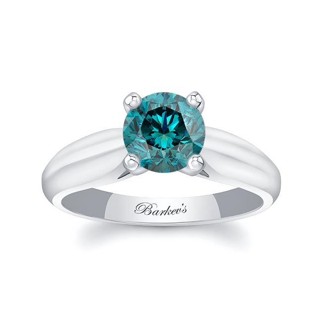 1 Carat Blue Diamond Solitaire Engagement Ring