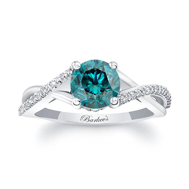  One Carat Blue And White Diamond Ring Image 1