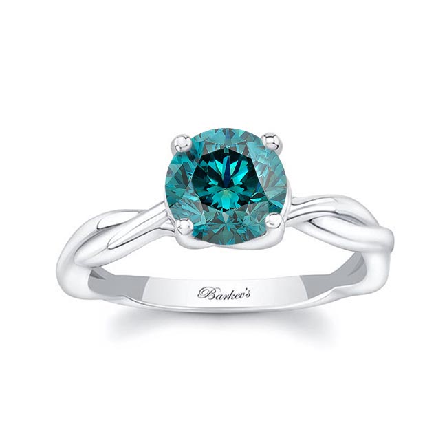 Blue Diamond Twist Solitaire Engagement Ring