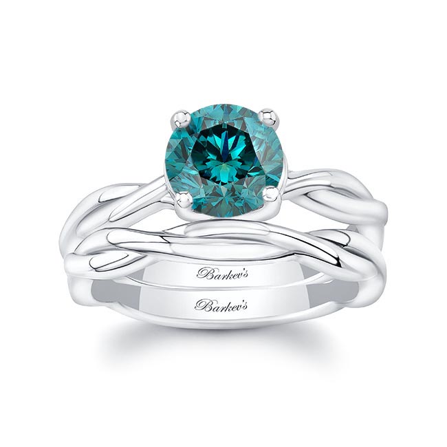 Blue Diamond Twist Solitaire Bridal Set