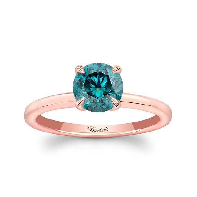 Rose Gold Blue And White Diamond Micro Pave Hidden Halo Ring