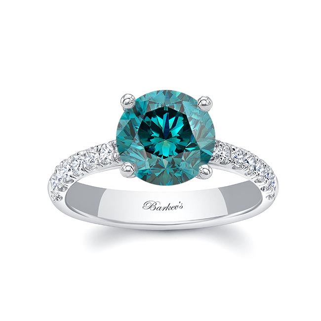 3 Carat Round Blue And White Diamond Engagement Ring