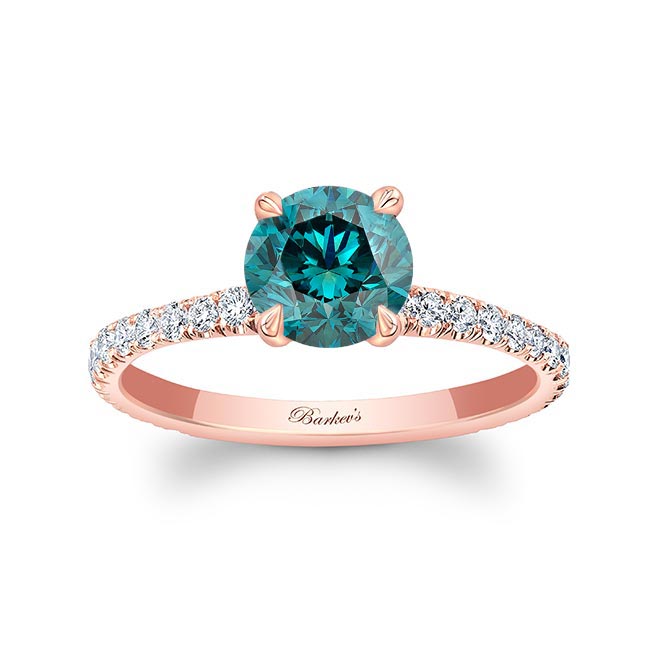 Rose Gold Blue And White Diamond Ring