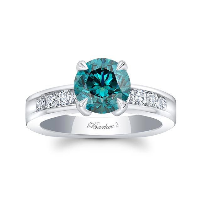 Platinum 1 Carat Blue And White Diamond Engagement Ring