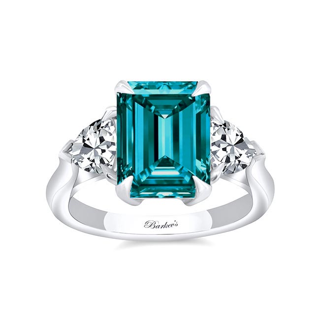 3.5 Carat Emerald Cut Blue Diamond Ring