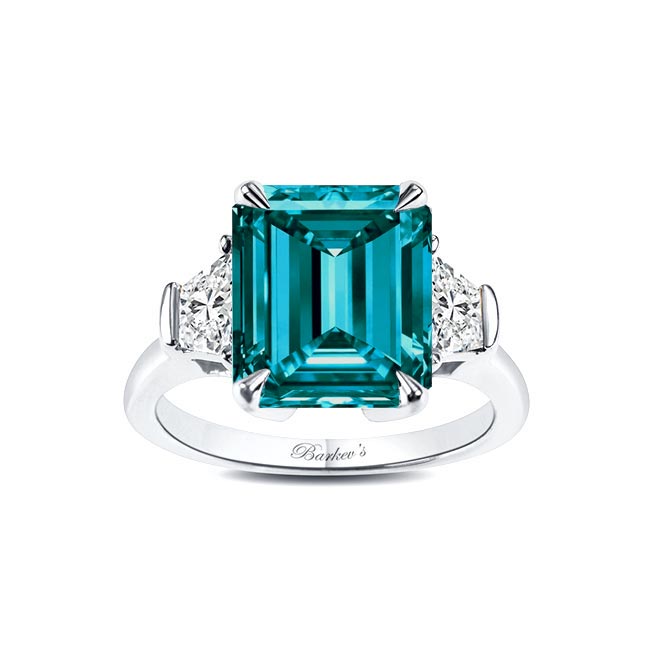 White Gold Emerald Cut 5 Carat Blue Diamond Ring